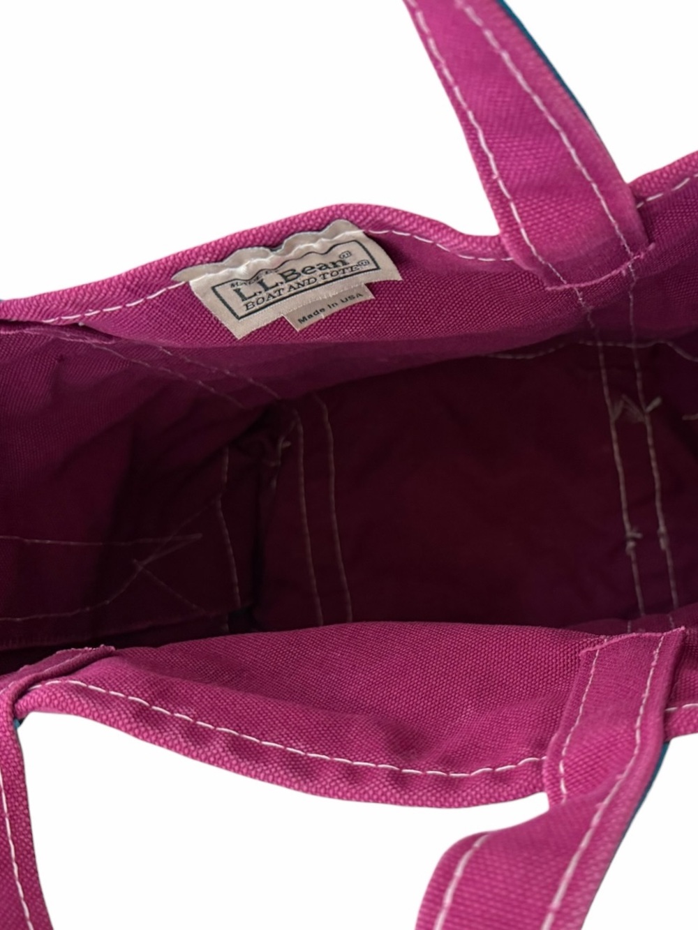 Vintage LL Bean Boat and Tote Medium Plum Teal Canvas Bag Made in USA - Picture 7 of 13